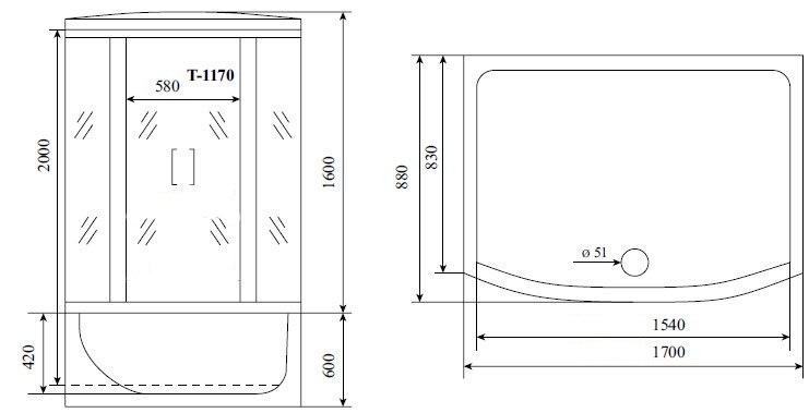 Душевой бокс Timo Comfort Fabric Glass