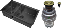 Комплект Мойка Zorg Inox PVD 78-2-51 R grafit + Измельчитель ZR-75 D BRONZE