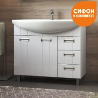 Тумба с раковиной Vigo Diana 105 напольная, белая, раковина Стиль 105