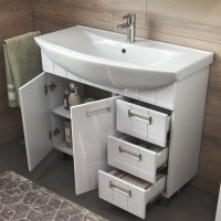 Тумба с раковиной Vigo Diana 105 напольная, белая, раковина Стиль 105