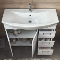 Тумба с раковиной Vigo Diana 105 напольная, белая, раковина Стиль 105
