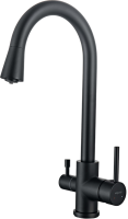 Смеситель для кухни AQUATEK AQ1085MB с краном для питьевой воды, матовый черный