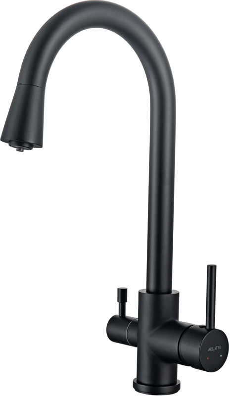 Смеситель для кухни AQUATEK AQ1085MB с краном для питьевой воды, матовый черный