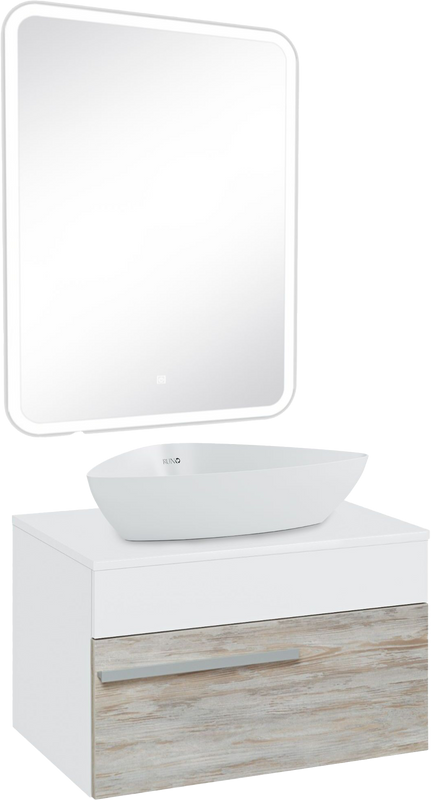 Мебель для ванной комнаты Runo Вудлайн 65 скандинавский дуб, раковина Terzo 60