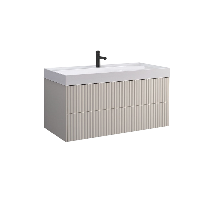 Тумба с раковиной Belux Сиртаки 120 подвесная, светлый миндаль матовый