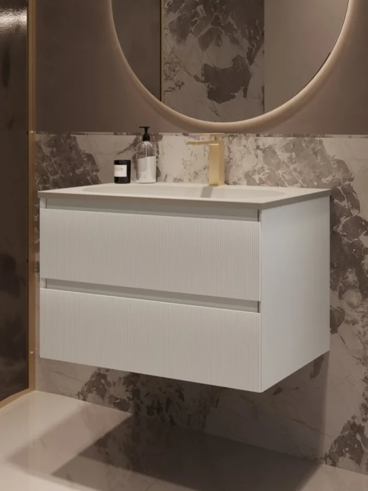 Тумба с раковиной Vincea Welle 80 m.white soft-touch, раковина VCB-4H800J жасмин