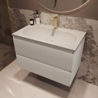 Тумба с раковиной Vincea Welle 80 m.white soft-touch, раковина VCB-4H800J жасмин