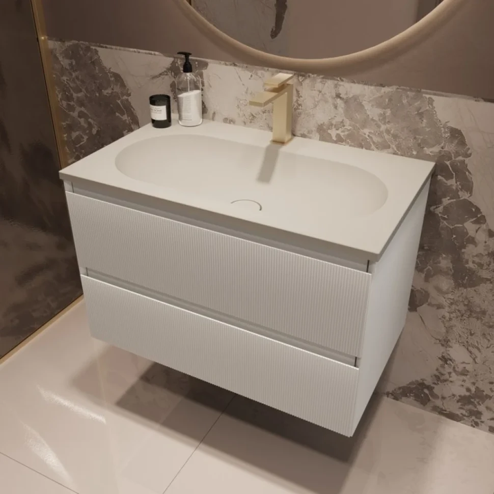 Тумба с раковиной Vincea Welle 80 m.white soft-touch, раковина VCB-4H800J жасмин