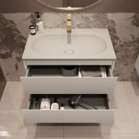 Тумба с раковиной Vincea Welle 80 m.white soft-touch, раковина VCB-4H800J жасмин