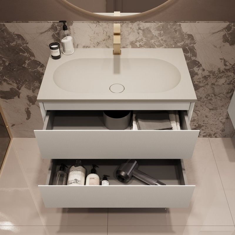 Тумба с раковиной Vincea Welle 80 m.white soft-touch, раковина VCB-4H800J жасмин