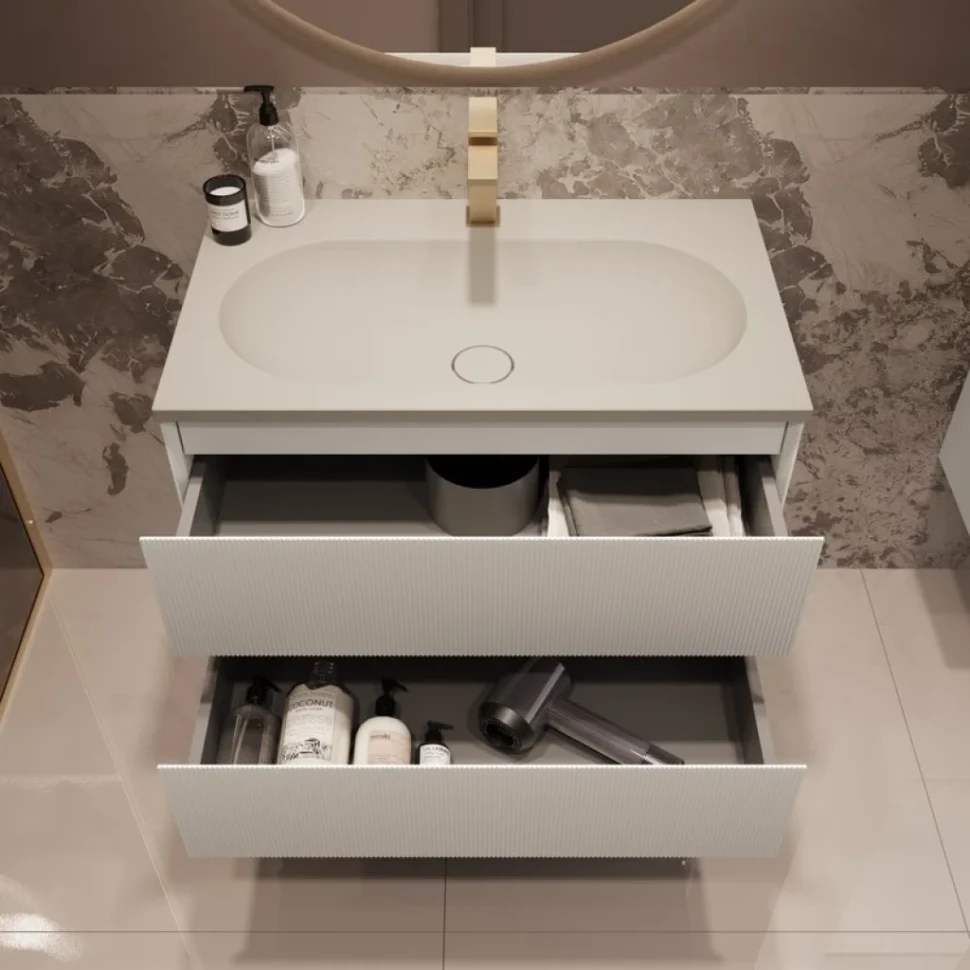 Тумба с раковиной Vincea Welle 80 m.white soft-touch, раковина VCB-4H800J жасмин