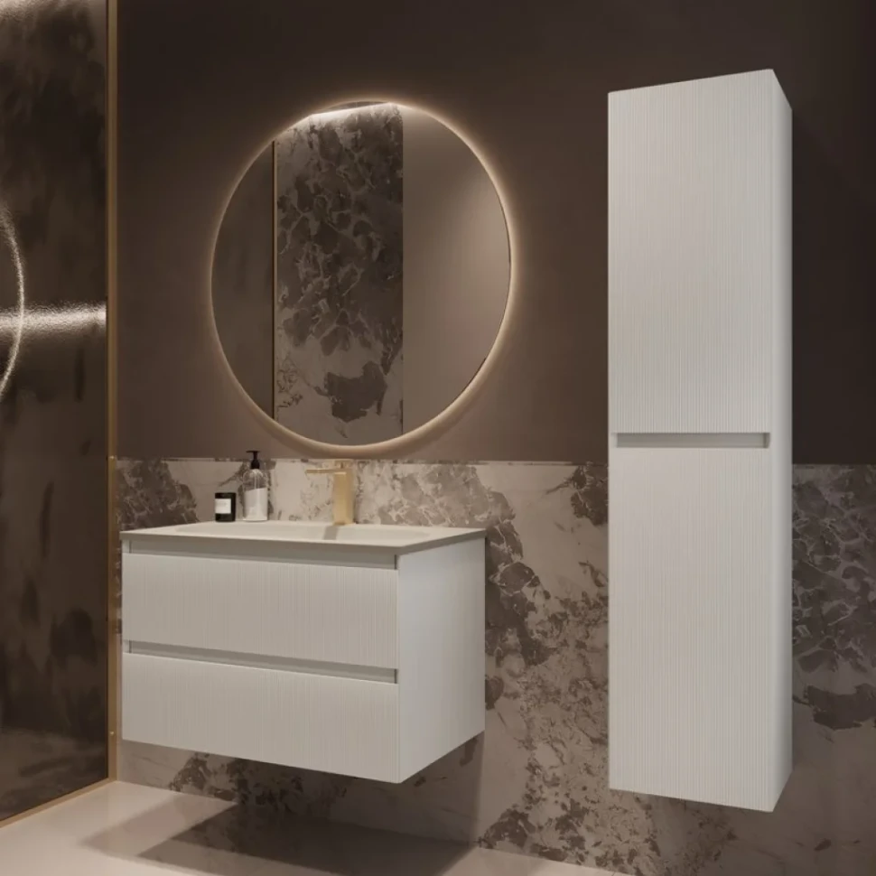 Тумба с раковиной Vincea Welle 80 m.white soft-touch, раковина VCB-4H800J жасмин