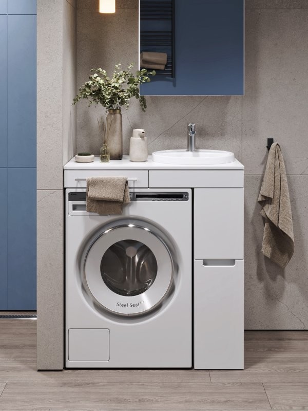 Тумба под раковину без столешницы Alavann Cosmetic 30 L/R под стиральную машину, напольная, глянцевая белая