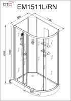 Душевая кабина DTO D EM1511LNGM профиль хром, стекло матовое