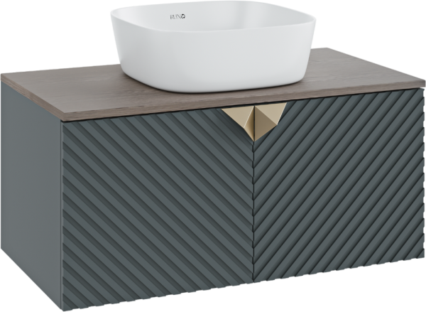 Тумба с раковиной Runo Андорра 85 графит, дуб коньячный, раковина Bella 40
