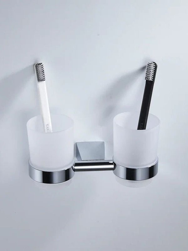 Стакан для зубных щеток / стакан для ванной комнаты двойной Shevanik SG5722, хром
