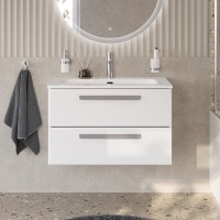 Тумба под раковину без столешницы Cezares Eco Cer-N 80 bianco opaco, ручки серые