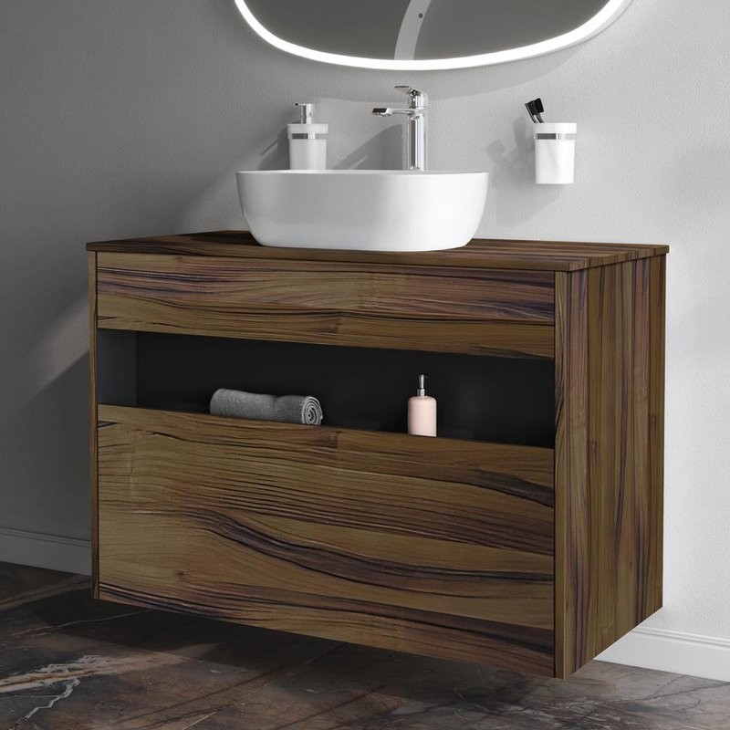 Тумба с раковиной AM.PM Func 100 дуб крафт, со столешницей, раковина M8FWCC10450WG