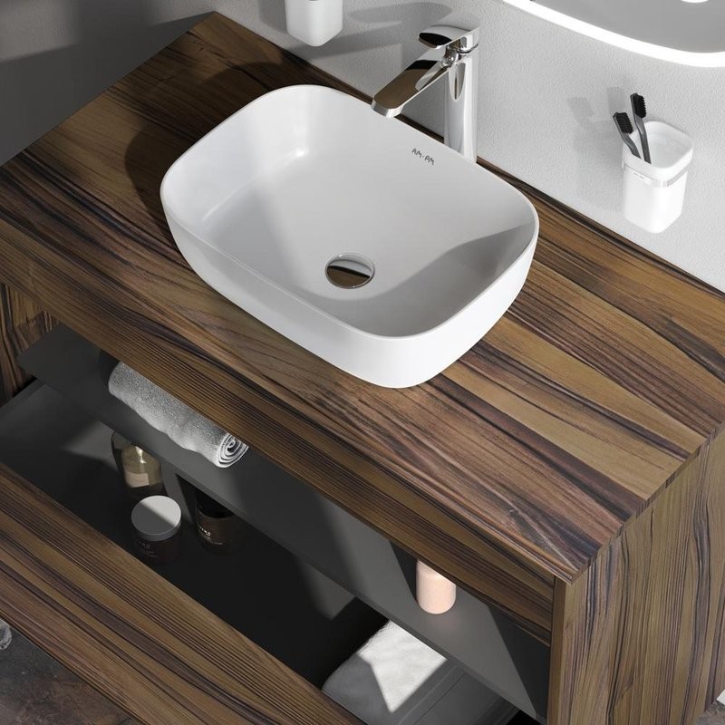 Тумба с раковиной AM.PM Func 100 дуб крафт, со столешницей, раковина M8FWCC10450WG