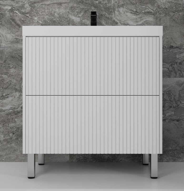 Тумба под раковину без столешницы Style Line Стокгольм 80 напольная, белый рифленый софт