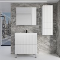 Тумба под раковину без столешницы Style Line Стокгольм 80 напольная, белый рифленый софт