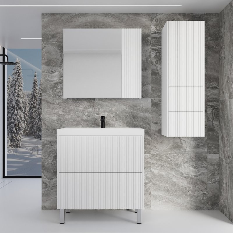 Тумба под раковину без столешницы Style Line Стокгольм 80 напольная, белый рифленый софт