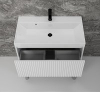 Тумба под раковину без столешницы Style Line Стокгольм 80 напольная, белый рифленый софт