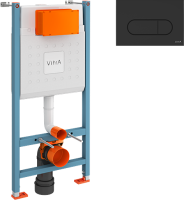 Комплект Унитаз подвесной VitrA Berg 5507B003-6280 с микролифтом + Инсталляция V-Fix Core 732-5800-01 с кнопкой смыва Root R 740-2211 черной матовой