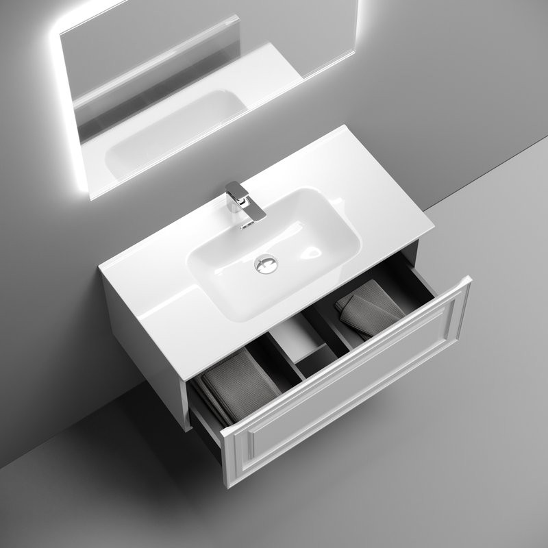 Мебель для ванной комнаты Sancos Very 90 bianco, раковина CN7002