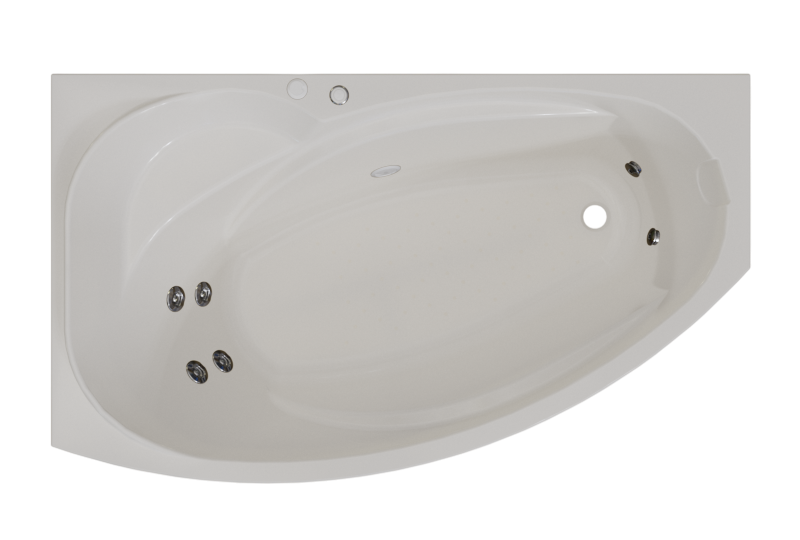 Акриловая ванна Radomir София Стандарт 170x100 см, угловая, левая, пристенная, с гидромассажем, белая, асимметричная, с каркасом, с экраном, с сиденьем, со сливом-переливом