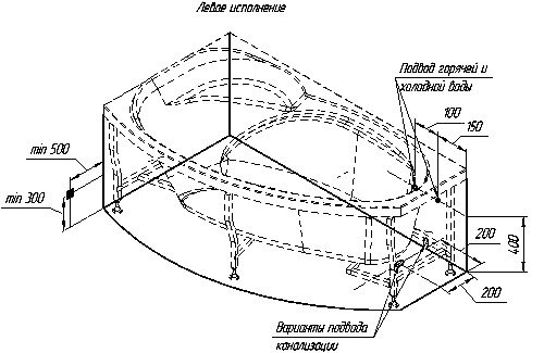 Акриловая ванна Radomir София Стандарт 170x100 см, угловая, левая, пристенная, с гидромассажем, белая, асимметричная, с каркасом, с экраном, с сиденьем, со сливом-переливом