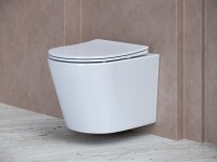 Комплект Унитаз подвесной Ceramicanova Balearica CN6000 безободковый, с микролифтом + Инсталляция Envision CN1002B + Кнопка Flat, матовая черная