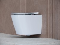 Комплект Унитаз подвесной Ceramicanova Balearica CN6000 безободковый, с микролифтом + Инсталляция Envision CN1002B + Кнопка Flat, матовая черная