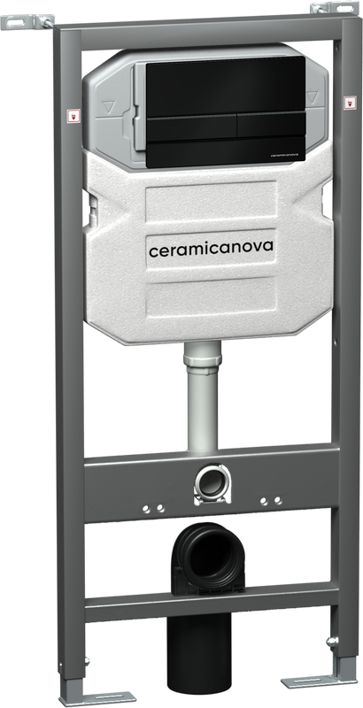 Комплект Унитаз подвесной Ceramicanova Balearica CN6000 безободковый, с микролифтом + Инсталляция Envision CN1002B + Кнопка Flat, матовая черная