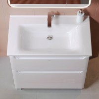 Тумба с раковиной Alavann Lana 80 напольная, 2 ящика, раковина Santek Миранда, белая