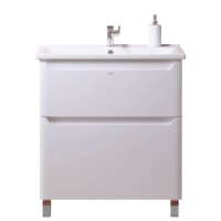 Тумба с раковиной Alavann Lana 80 напольная, 2 ящика, раковина Santek Миранда, белая