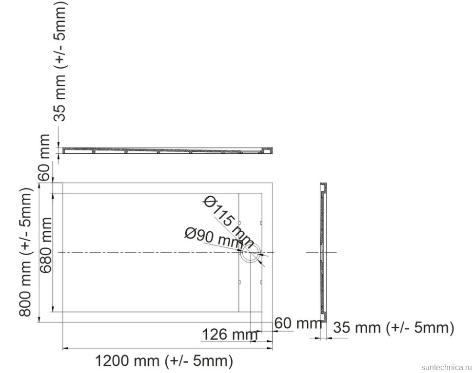 Поддон для душа Wasserkraft Wiese 84T06 120x80