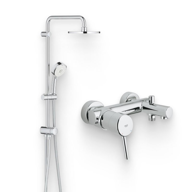 Душевой комплект Смеситель Grohe Concetto 32211001 + Стойка New Tempesta Cosmopolitan 27394002