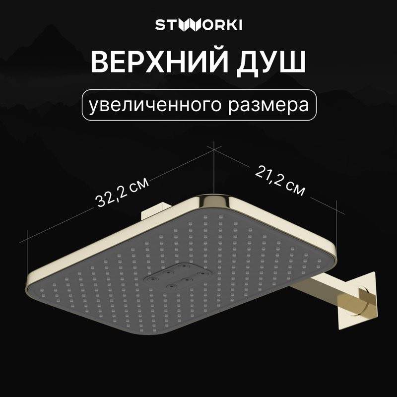 Душевой комплект STWORKI Гётеборг S03230GG С ВНУТРЕННЕЙ ЧАСТЬЮ, глянцевое золото