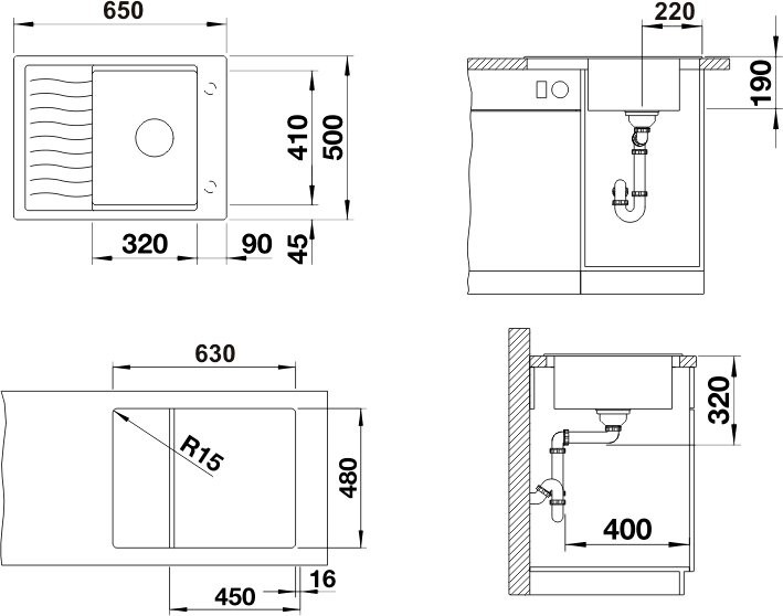 Комплект Мойка Blanco Elon 45S 524814 антрацит + Смеситель Grohe Eurosmart