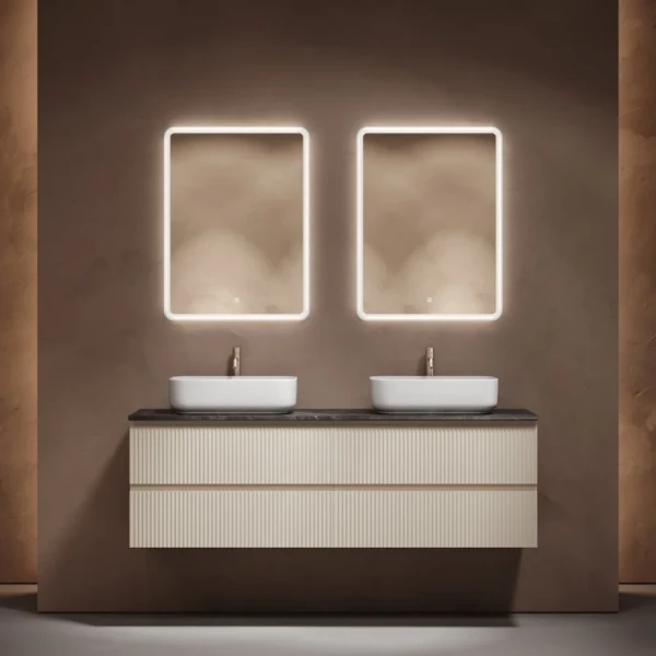 Мебель для ванной комнаты Sancos Snob R 160 beige soft, столешница черный мрамор TT160A1X, раковина CN5043