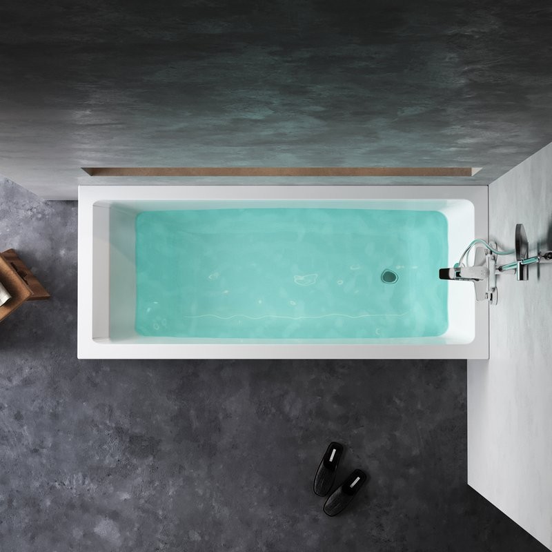 Акриловая ванна AM.PM Gem 165x70 см, пристенная, белая, с каркасом