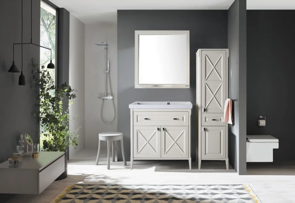 Зеркало ASB-Woodline Монте 80 бежевое, с полкой