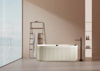 Ванна из искусственного камня AltroBagno Fabiana 090208 170x80 см, пристенная, овальная, на ножках, с донным клапаном, с подголовником