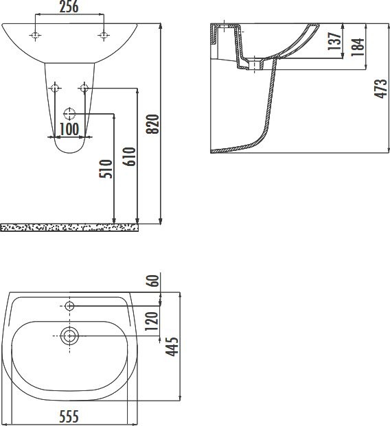 Раковина Creavit Sedef 56 глянцевая белая, с полупьедесталом