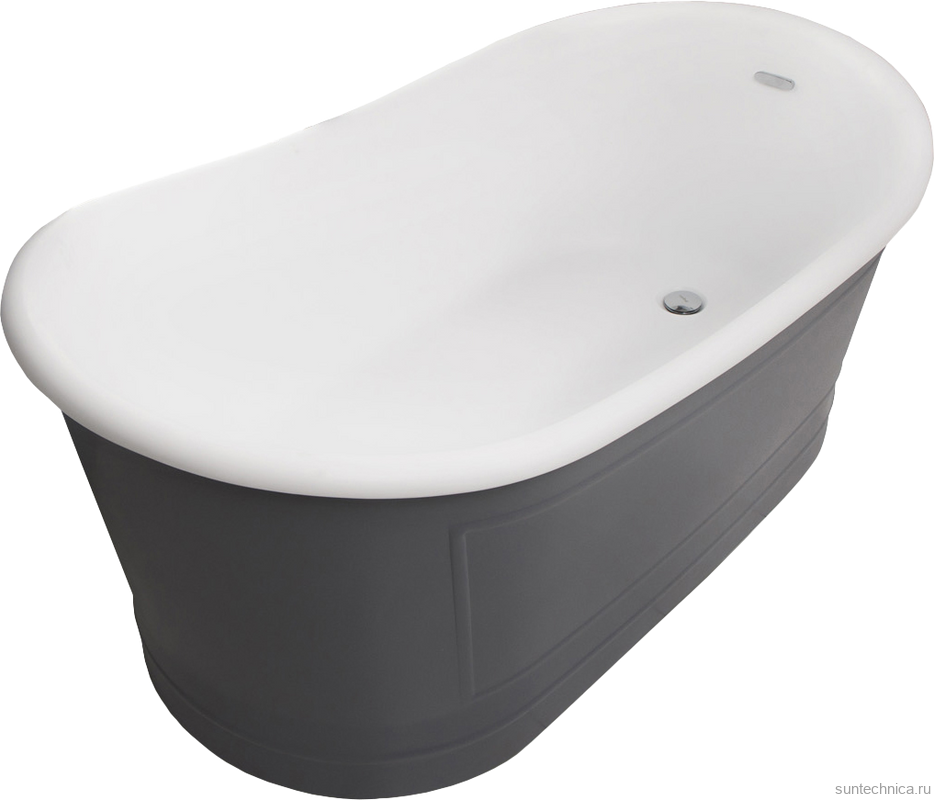 Акриловая ванна BelBagno BB32-CF36 170x90 см, левая, отдельностоящая, серая матовая, овальная, на ножках