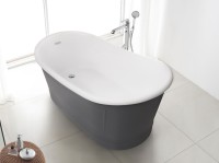 Акриловая ванна BelBagno BB32-CF36 170x90 см, левая, отдельностоящая, серая матовая, овальная, на ножках