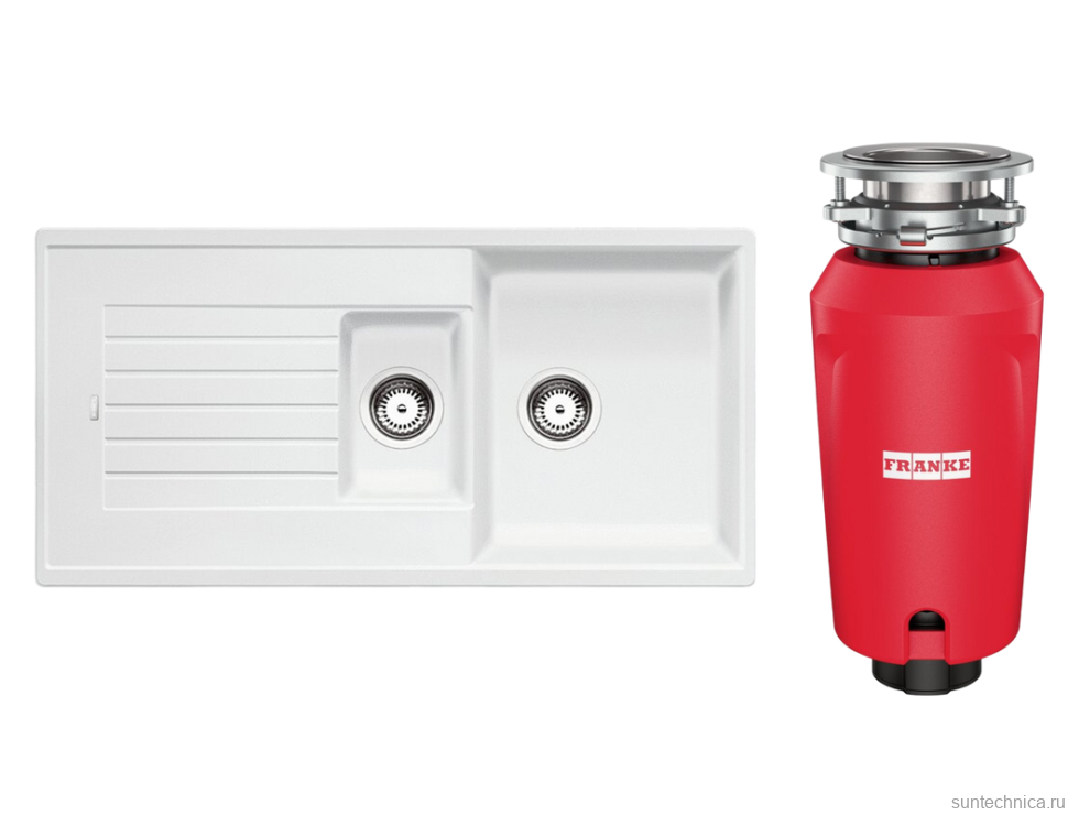 Комплект Мойка Blanco Zia 6S 514742 белая + Измельчитель Franke