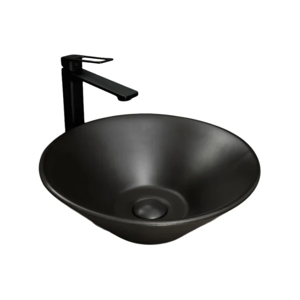 Накладная раковина GID Esfera N9102bg 42 черный графит, круглая, фаянс