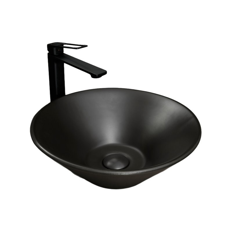 Накладная раковина GID Esfera N9102bg 42 черный графит, круглая, фаянс